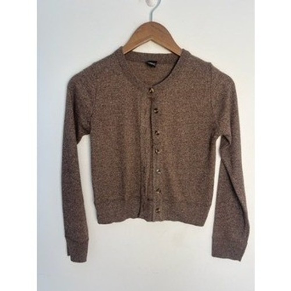 XS Better Unsaid Brown Marled Knit Button Cardigan Sweater Indie Preppy Academia